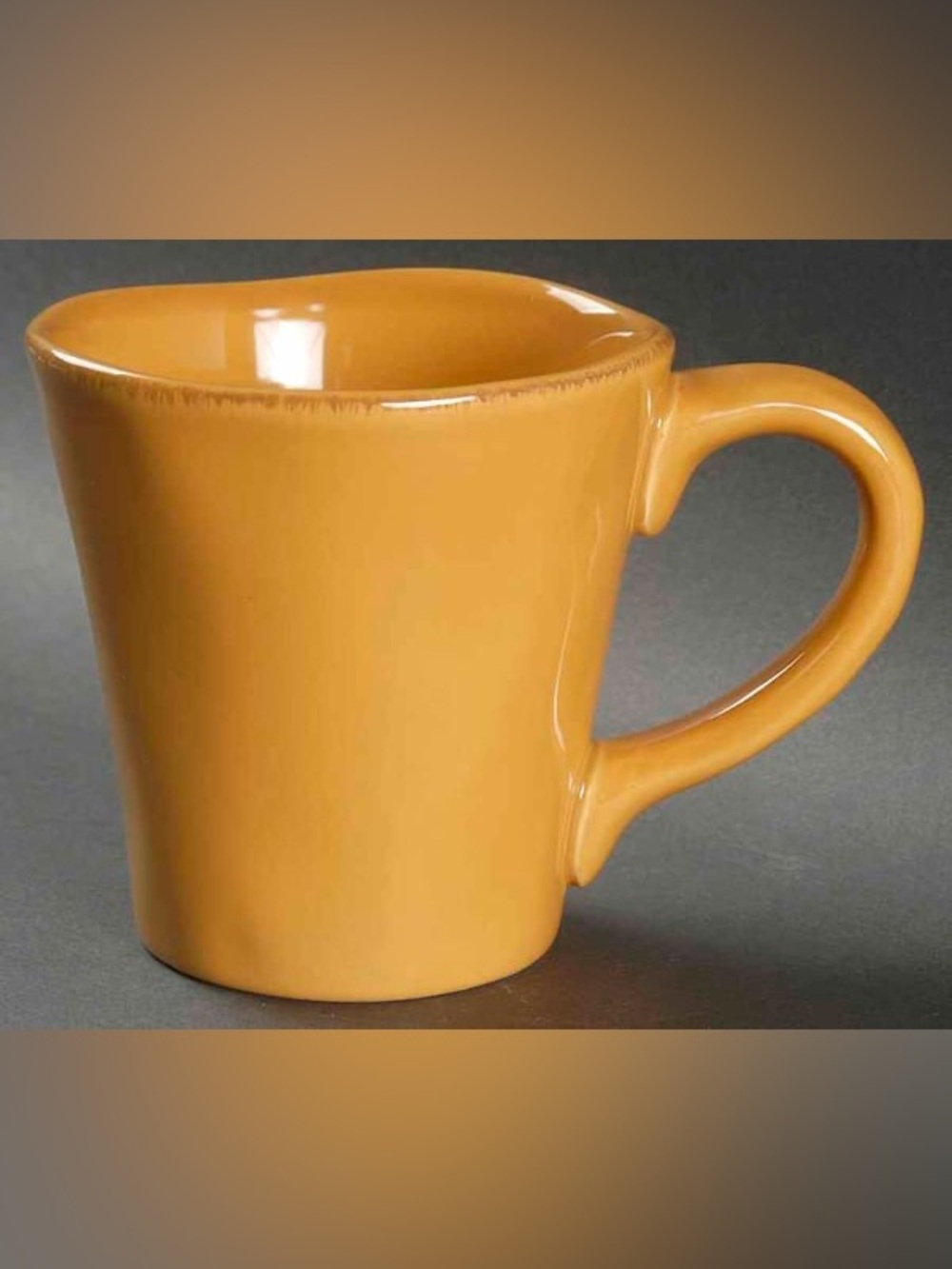 Pier 1 Elemental Earthenware Golden Honey Yellow Ceramic Mugs - Set of 3
